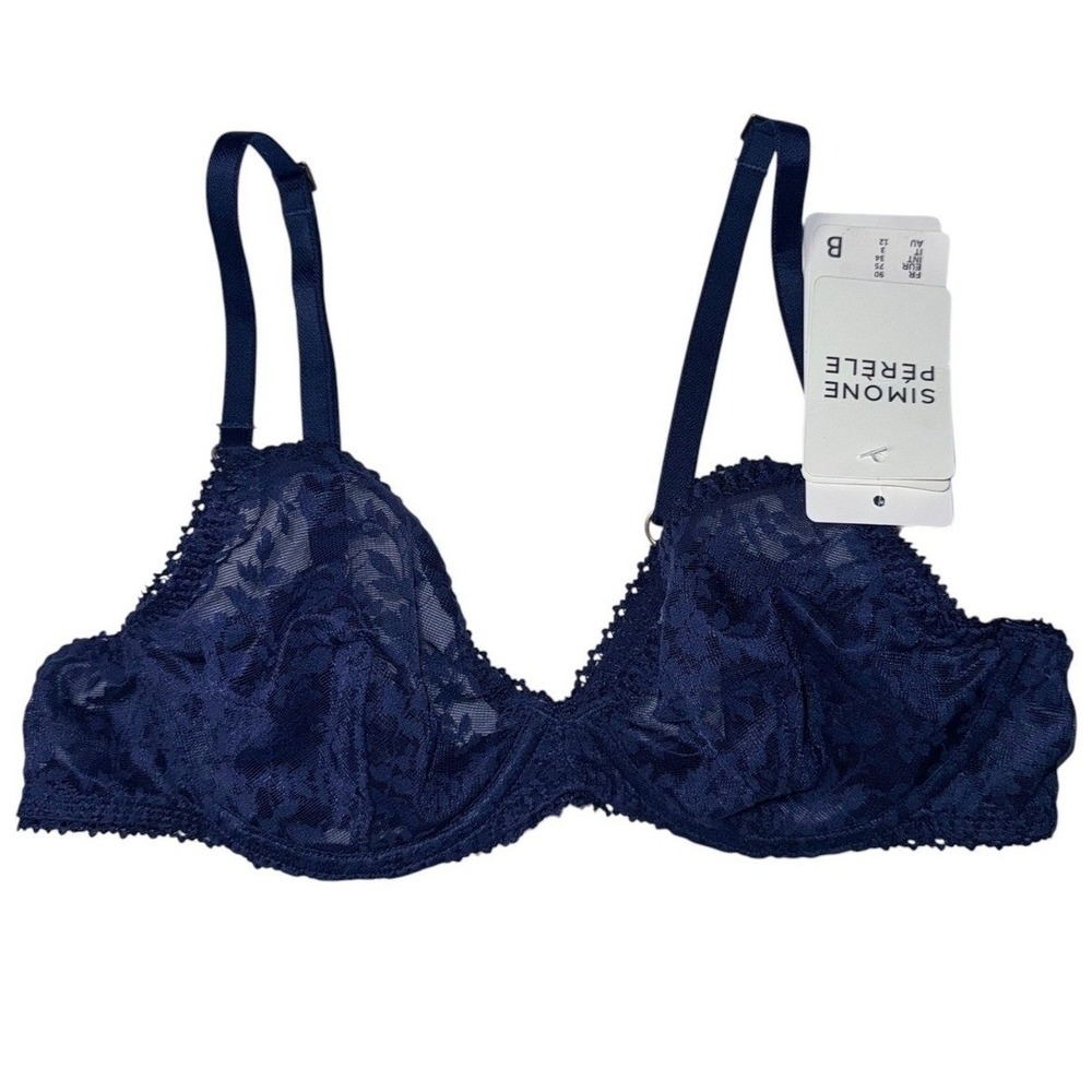 Simone Perele Womens Size 34B Navy Blue Underwire Lace Bra NWT